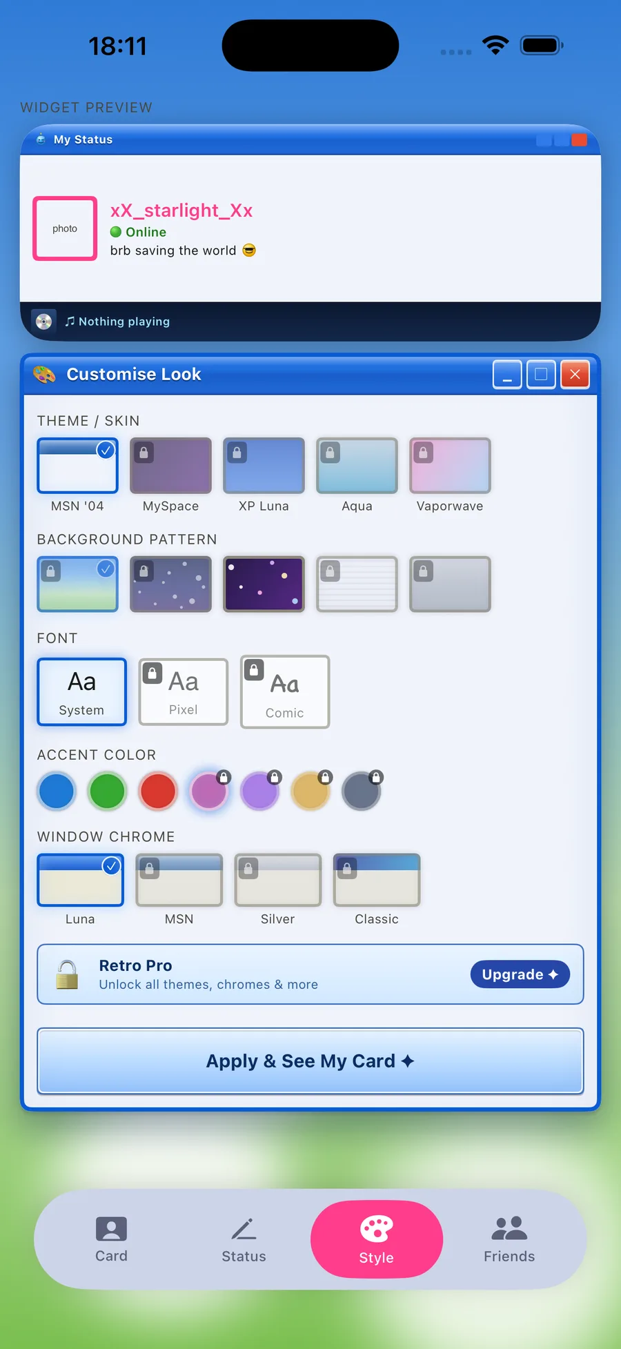 Retro Status — Themes and chrome