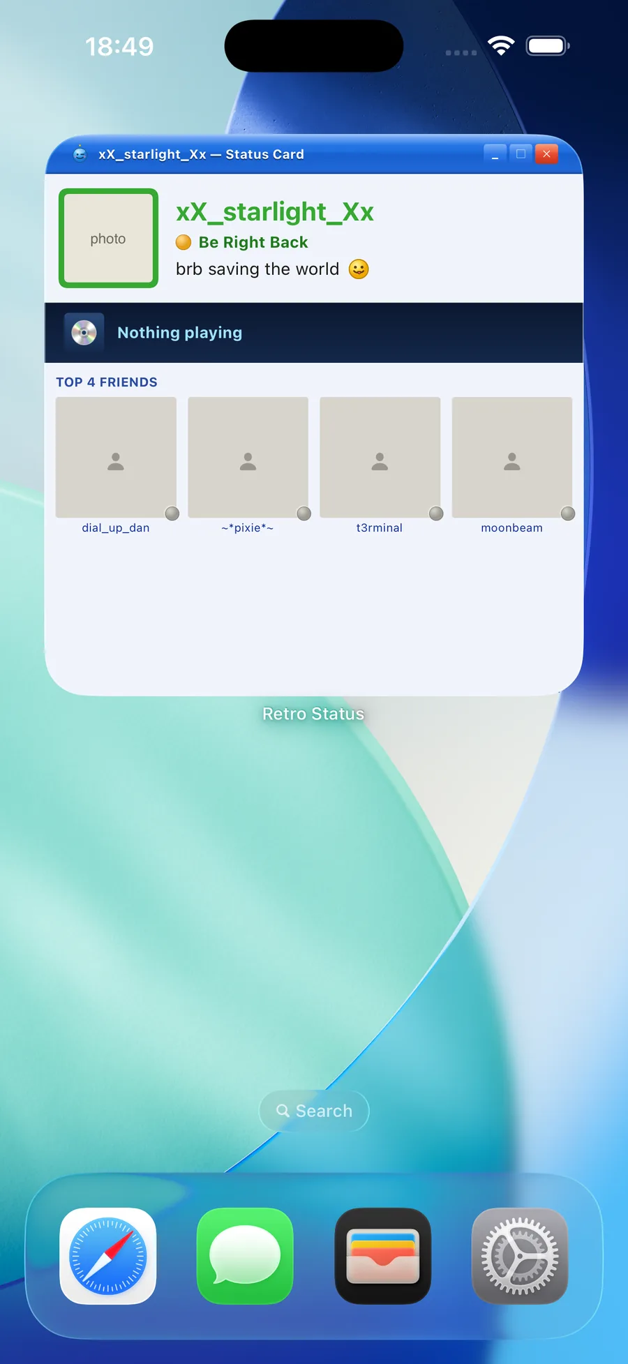 Retro Status — Large home screen widget