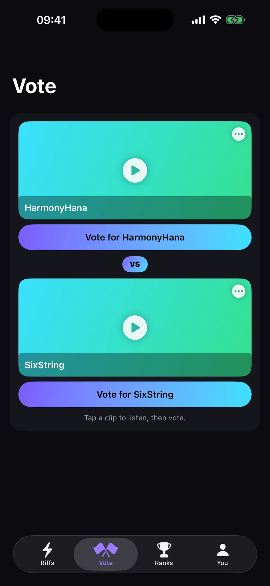 Riff — Head to head — votes decide